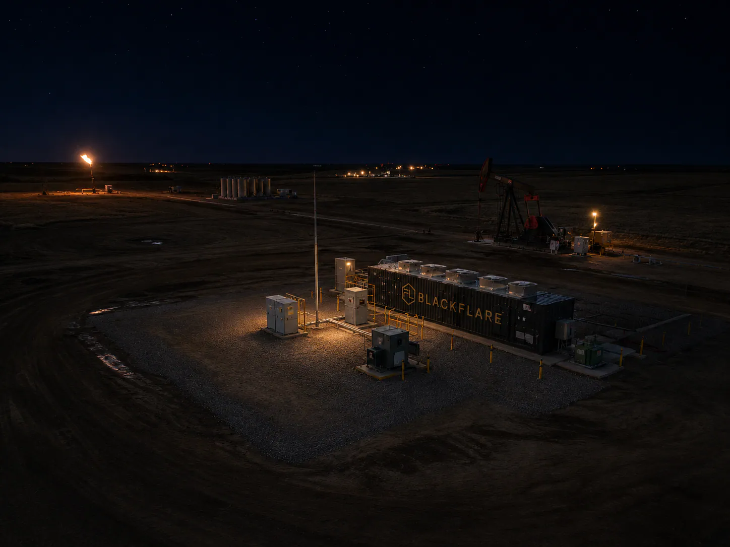 Modular data center at night